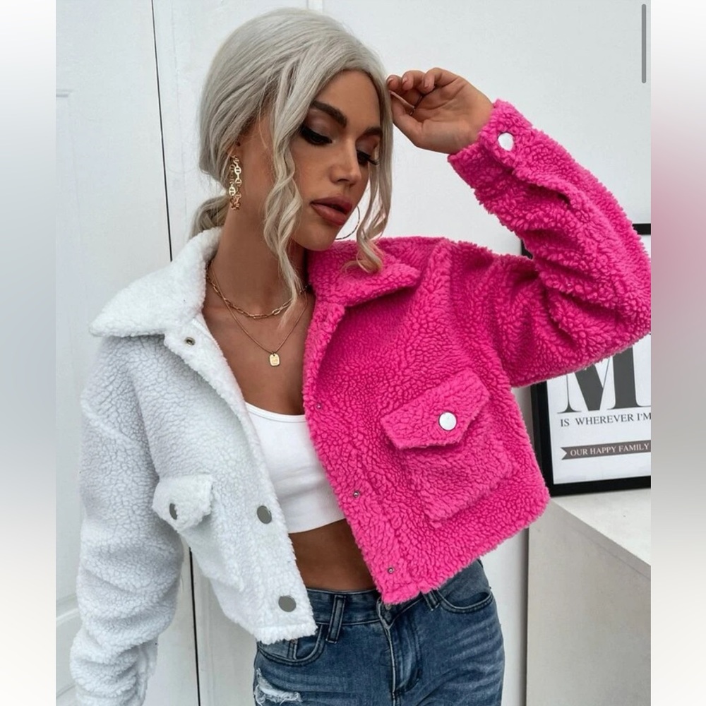 Pink & White Cropped Jacket